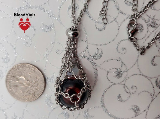 1 Net BloodVial Necklace Kit with 20.5" - 22.5" Adjustable Silvertone Chain (BloodBond)