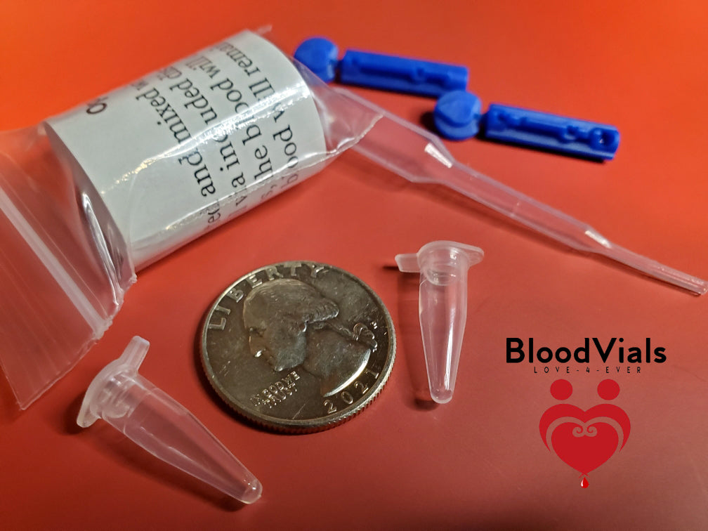 1 Large Bullet BloodVial Pendant Kit Silvertone or Bronzetone with 18" Black Cord Necklaces (BloodBond)