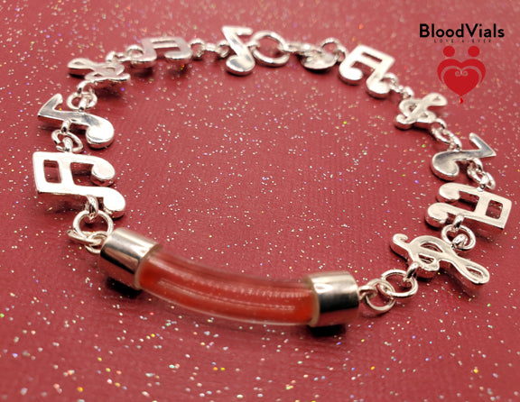 Sterling Musical BloodVial Bracelet Kit .925 Silver Adjustable Note Links Shorten from 9" Maximum Length (BloodBond)