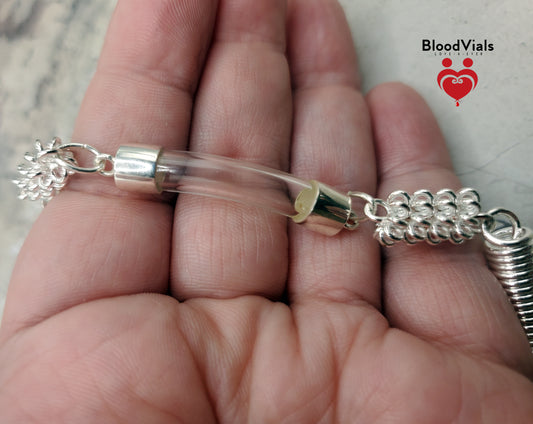 Sterling Springs BloodVial Bracelet Kit .925 Solid Silver - Adjustable to Shorter than 9.5" Maximum Length (BloodBond)