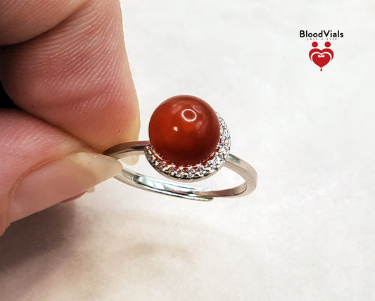 Sterling Crescent BloodVials Ring Kit with White Zircons Solid .925 Silver 5-12 Adjustable Sizes (BloodBond) (Copy)