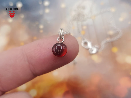 1 Sterling Mini Droplet Epoxy BloodVial Kit with 18" Solid .925 Silver Link Chain - Charm for Bracelet, Keychain, or Necklace (BloodBond)