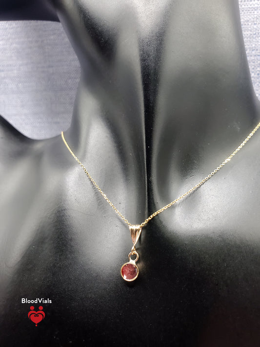 1 Solid 14K Gold Dainty Droplet Pendant BloodVial Epoxy Resin Necklace Kit with 10K Solid Gold 18" Link Chain (BloodGem)
