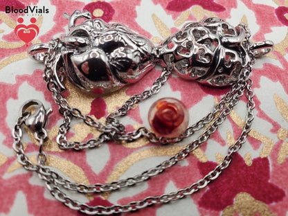 1 Anatomical Heart Locket BloodVial Necklace Kit with 20" Stainless Steel Chain (BloodBond)