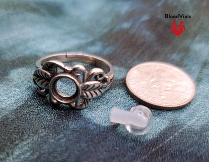 Sterling Botanical BloodVial Ring Kit Adjustable 6.5-10 Sizes Solid .925 Silver (BloodBond)