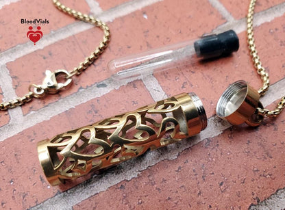 1 Heart Cylinder BloodVial Pendant Kit Necklace with Approximately 27" Matching Chain (BloodBond)
