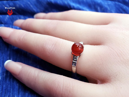 Sterling Art Deco Ring Kit with White Zircons Solid .925 Silver 6.5-11 Adjustable Sizes (BloodBond)