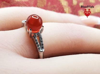 Sterling Split Band Ring Kit with White Zircons Solid .925 Silver 3-10 Adjustable Sizes (BloodBond)