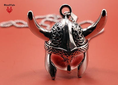 1 Viking Helmet BloodVial Necklace Kit with 24" Silvertone Chain (BloodBond)