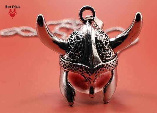 1 Viking Helmet BloodVial Necklace Kit with 24" Silvertone Chain (BloodBond)