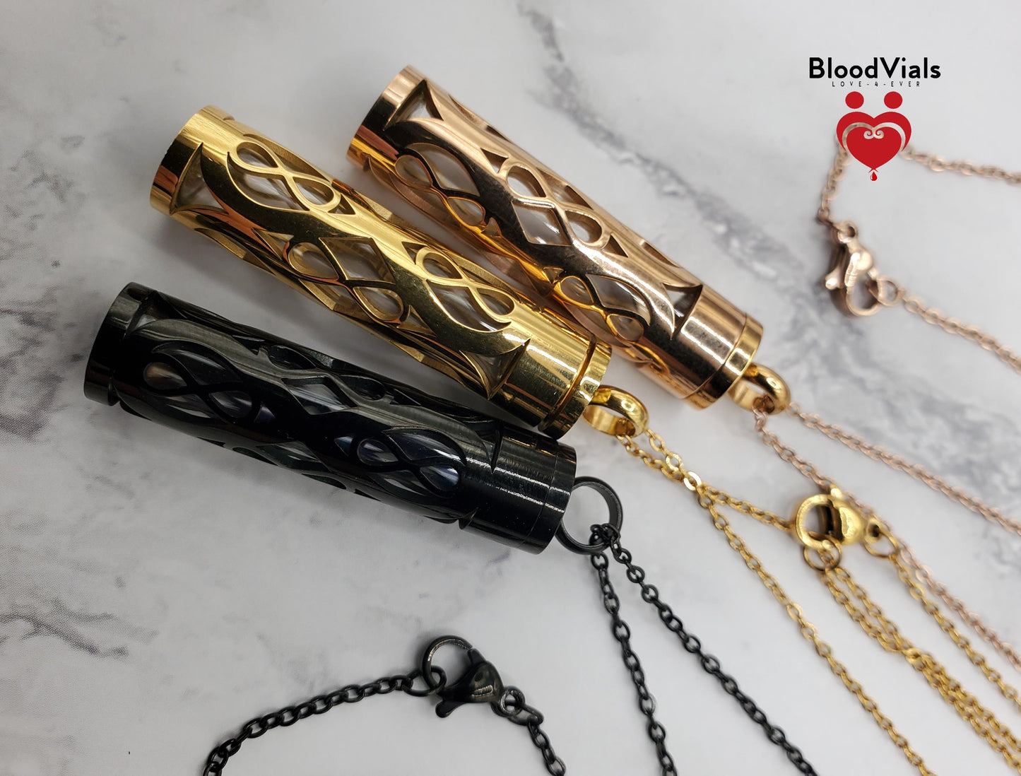 1 Infinity Cylinder BloodVial Kit Pendant Kit Necklace (BloodBond)