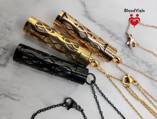 1 Infinity Cylinder BloodVial Kit Pendant Kit Necklace (BloodBond)