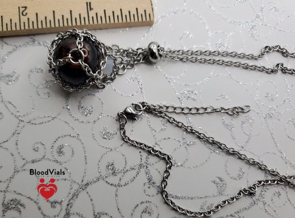 1 Net BloodVial Necklace Kit with 20.5" - 22.5" Adjustable Silvertone Chain (BloodBond)
