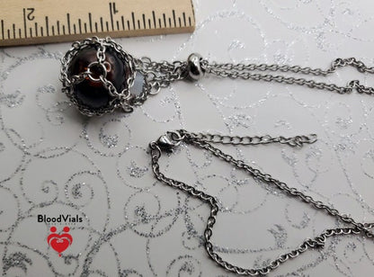1 Net BloodVial Necklace Kit with 20.5" - 22.5" Adjustable Silvertone Chain (BloodBond)