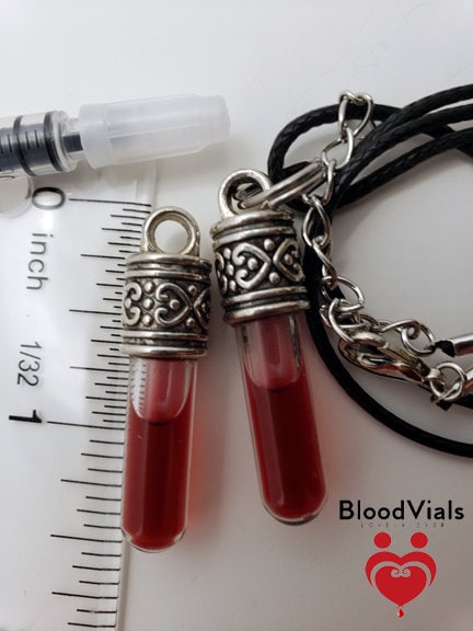 2 Ornate BloodVial Necklaces DIY Blood Vial Charms Kit -  [Pendant ONLY, Chain NOT Included] (BloodBond)