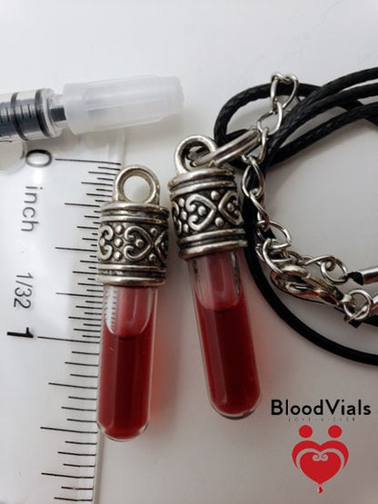 2 Ornate BloodVial Necklaces DIY Blood Vial Charms Kit -  [Pendant ONLY, Chain NOT Included] (BloodBond)