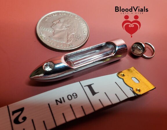 1 Bullet BloodVial Kit Pendant Necklace with 18" Black Cord (BloodBond)