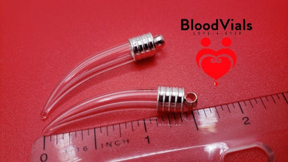 2 Fang Pendant Claw Charms BloodVial Kit with 18" Black Cord Necklaces (BloodBond)