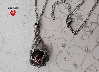 1 Net BloodVial Necklace Kit with 20.5" - 22.5" Adjustable Silvertone Chain (BloodBond)