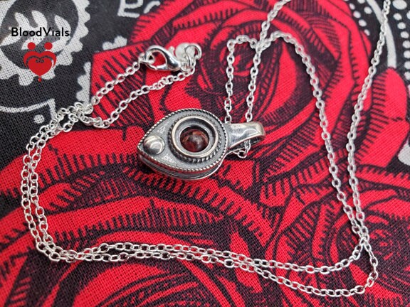 Sterling Planchette BloodVial Pendant Kit with 18" Solid .925 Silver Chain (BloodBond)