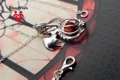 1 Sterling Dragon BloodVial Pendant Kit Necklace with 18" Solid .925 Silver Link Chain (BloodBond)