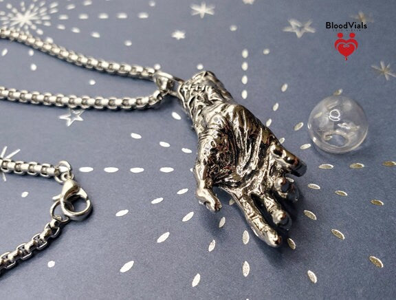 1 Hand BloodVial Necklace Kit with 23.5" Silvertone Chain (BloodBond)