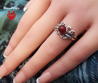 Sterling Botanical BloodVial Ring Kit Adjustable 6.5-10 Sizes Solid .925 Silver (BloodBond)