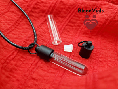 2 Black BloodVial Pendant Kit Necklaces with 18" Black Cords (BloodBond)