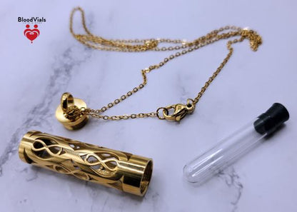 1 Infinity Cylinder BloodVial Kit Pendant Kit Necklace (BloodBond)