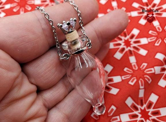 1 Victorian Elixir Bottle BloodVial Pendant Kit Necklace with 25" Silvertone Stainless Steel Chain (BloodBond)