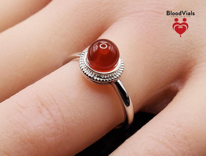 Sterling Rope BloodVial Ring Kit Solid .925 Silver Adjustable 6-9 Sizes (BloodBond)