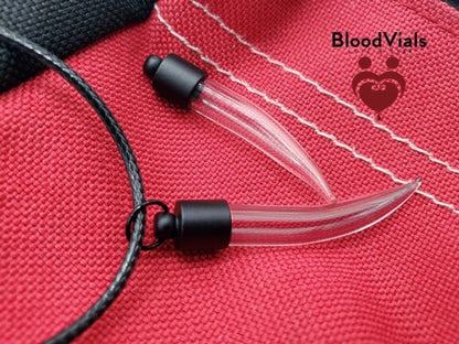 2 Black Fang Claw Necklace BloodVials with Black Cords Kit (BloodBond)