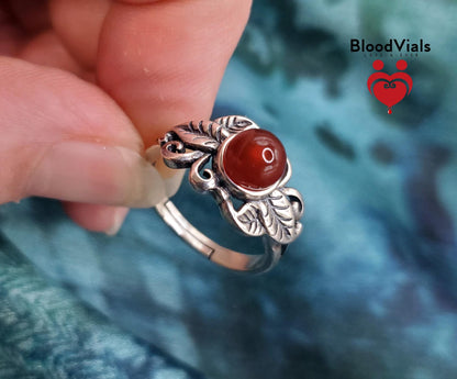 Sterling Botanical BloodVial Ring Kit Adjustable 6.5-10 Sizes Solid .925 Silver (BloodBond)