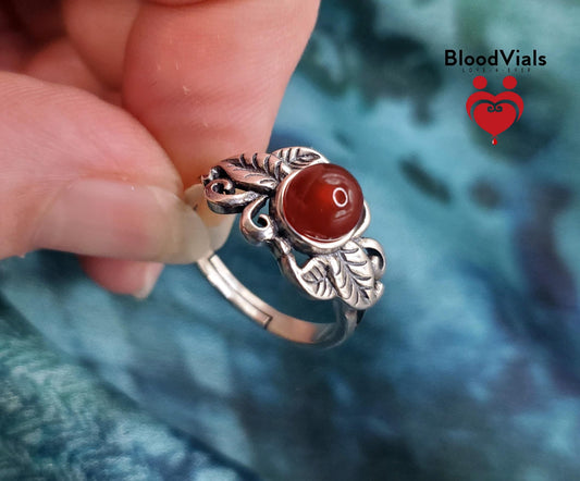 Sterling Botanical BloodVial Ring Kit Adjustable 6.5-10 Sizes Solid .925 Silver (BloodBond)