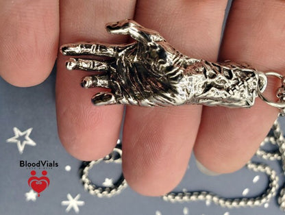 1 Hand BloodVial Necklace Kit with 23.5" Silvertone Chain (BloodBond)