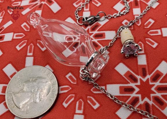 1 Victorian Elixir Bottle BloodVial Pendant Kit Necklace with 25" Silvertone Stainless Steel Chain (BloodBond)