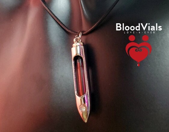 1 Bullet BloodVial Kit Pendant Necklace with 18" Black Cord (BloodBond)