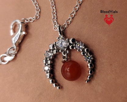 1 Sterling Rhodium-plated Crescent Moon BloodVials Necklace Kit with 18" .925 Silver Chain (BloodBond)