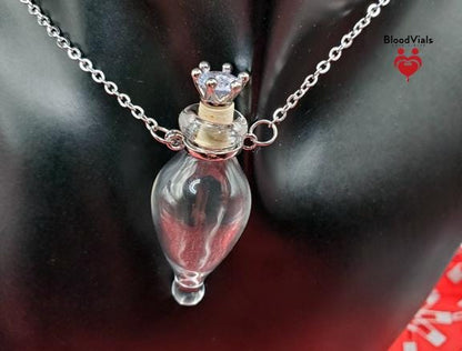 1 Victorian Elixir Bottle BloodVial Pendant Kit Necklace with 25" Silvertone Stainless Steel Chain (BloodBond)
