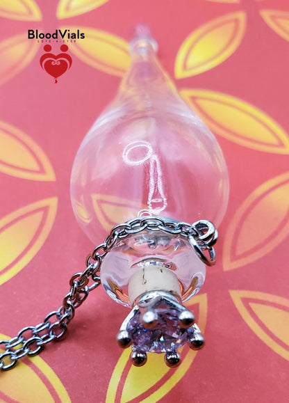 1 Apothecary Bottle BloodVial Pendant Necklace Kit with 25" Silvertone Stainless Steel Chain (BloodBond)