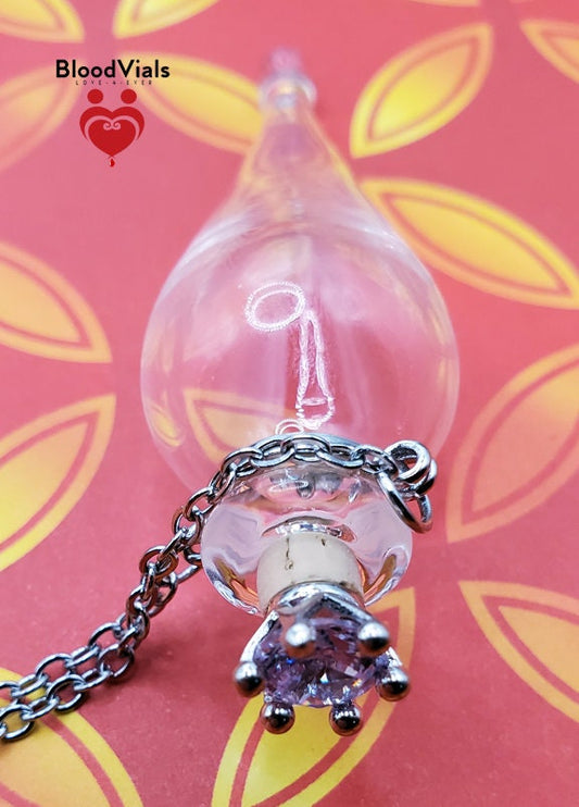 1 Apothecary Bottle BloodVial Pendant Necklace Kit with 25" Silvertone Stainless Steel Chain (BloodBond)