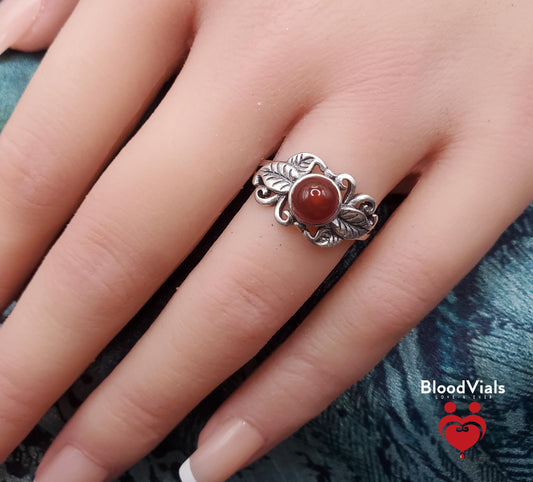 Sterling Botanical BloodVial Ring Kit Adjustable 6.5-10 Sizes Solid .925 Silver (BloodBond)