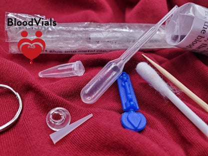Sterling Scalloped BloodVial Ring Kit Solid .925 Silver Adjustable 7.5-11 Sizes (BloodBond)
