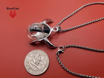 1 Viking Helmet BloodVial Necklace Kit with 24" Silvertone Chain (BloodBond)
