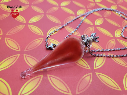 1 Apothecary Bottle BloodVial Pendant Necklace Kit with 25" Silvertone Stainless Steel Chain (BloodBond)