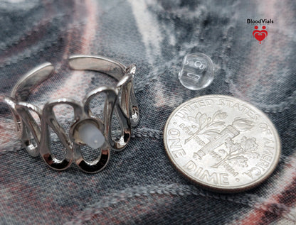 Sterling Loops BloodVial Ring & Anticoagulant (BloodBond) Adjustable 5-8 Size