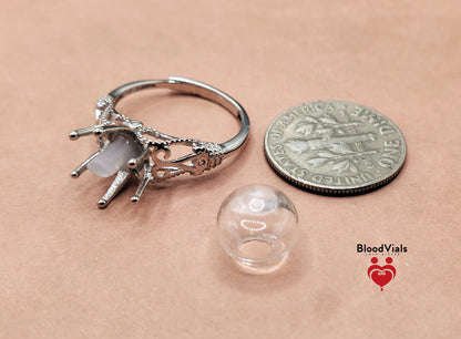 Sterling Scroll Designs BloodVial Ring & Anticoagulant (BloodBond) Adjustable 4.5-10 Size