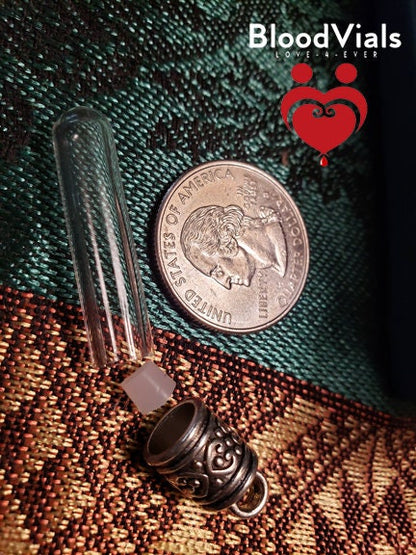 2 Ornate BloodVial Necklaces DIY Blood Vial Charms Kit -  [Pendant ONLY, Chain NOT Included] (BloodBond)