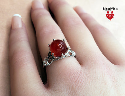 Sterling Scroll Designs BloodVial Ring & Anticoagulant (BloodBond) Adjustable 4.5-10 Size