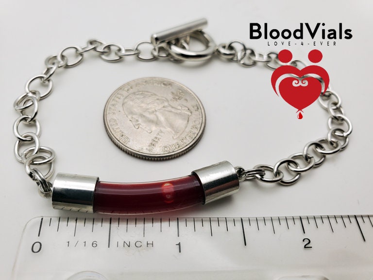 2 BloodVial Link Bracelets Kit Easily Adjustable Length Shortening from 10" Maximum (BloodBond)